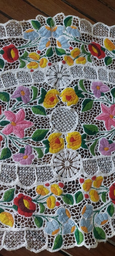 AVRUPA NAKIS BOBIN DANTELI VİNTAGE ÖRTÜ 82/47CM SİFİR SANDİKTAN - 7