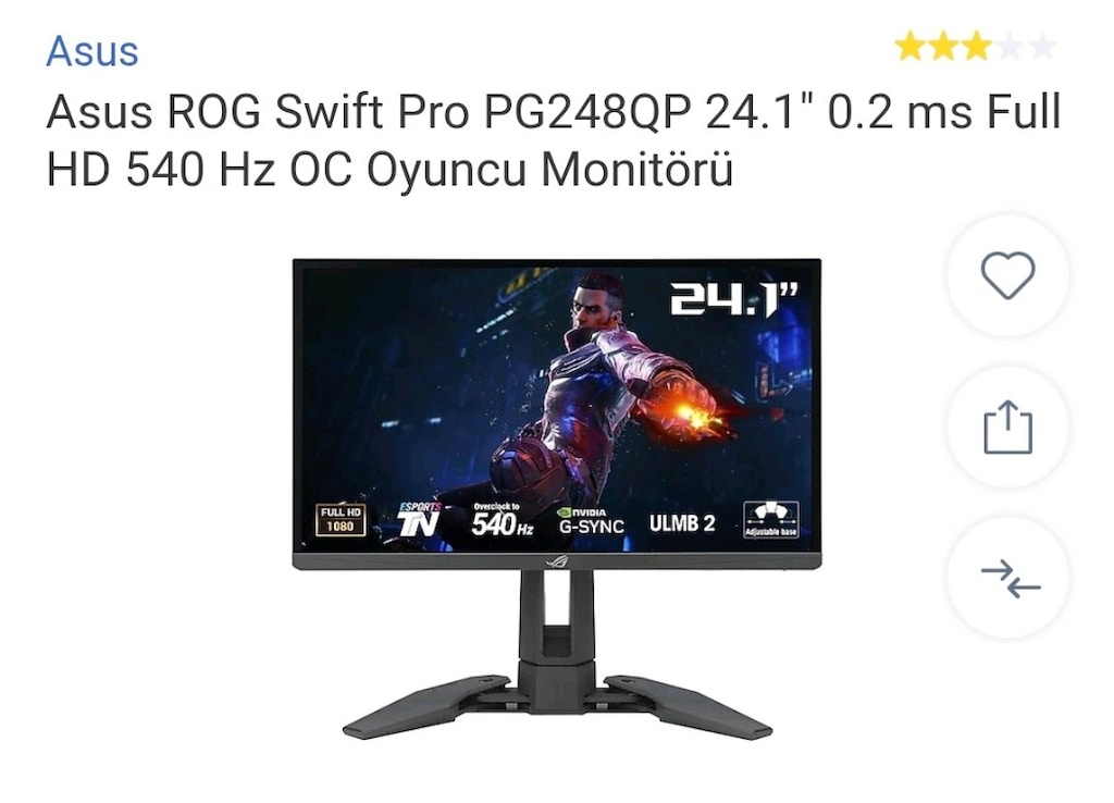 SAMSUNG Monitör ASUS ROG Swift Pro 248 KP24. 1" - 2