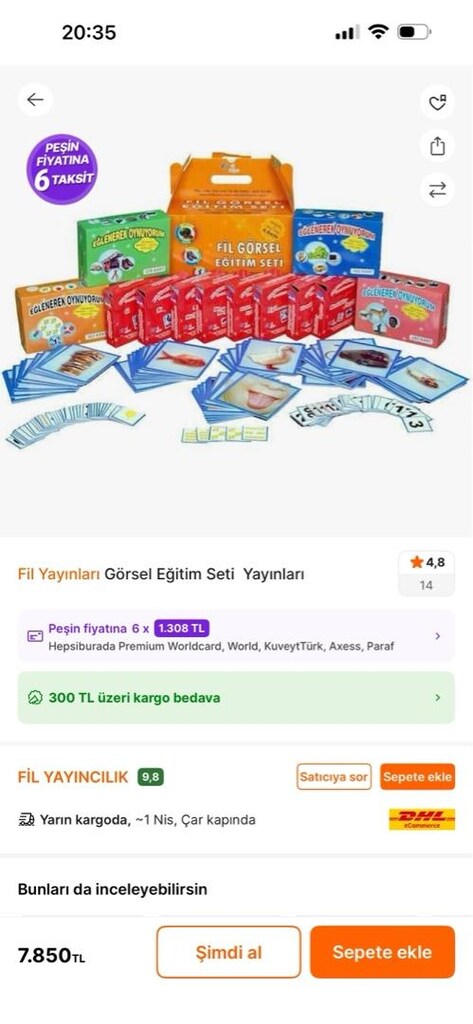 fil yayıncılık görsel özel eğitim seti - 3