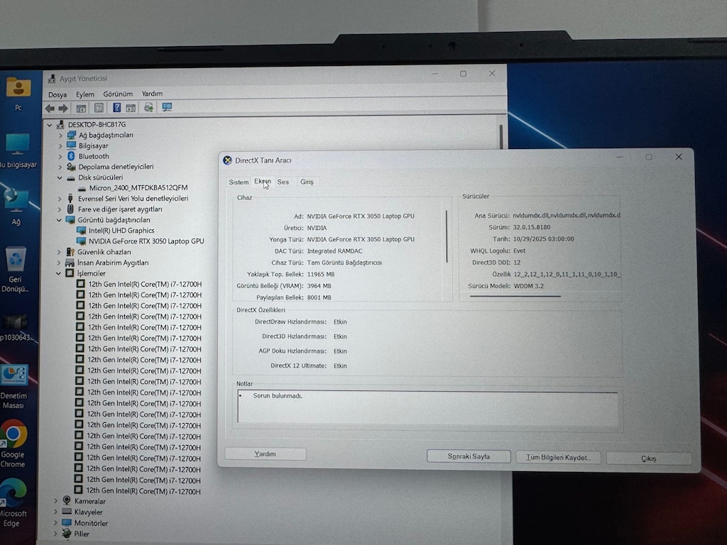 ASUS TUF İ7 12700H 16 GB RTX3050 512 GB LAPTOP - 8