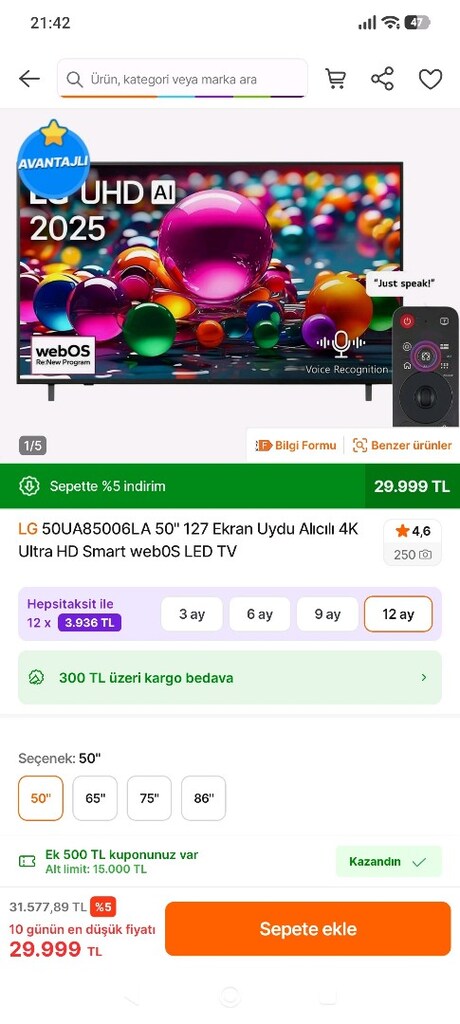 LG 50 inç Tv - 4