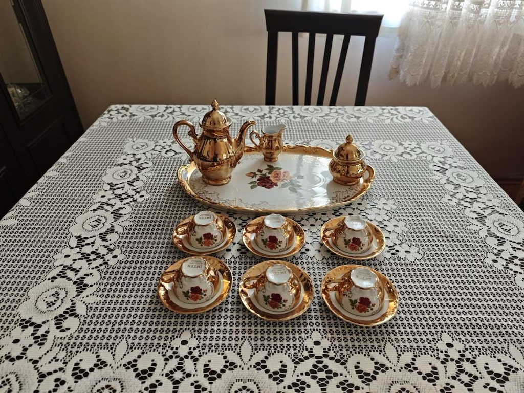 24 karat Orijinal Alman FİNCAN DEMLİK TEPSİ ANTİKA & NOSTALJİ - 8