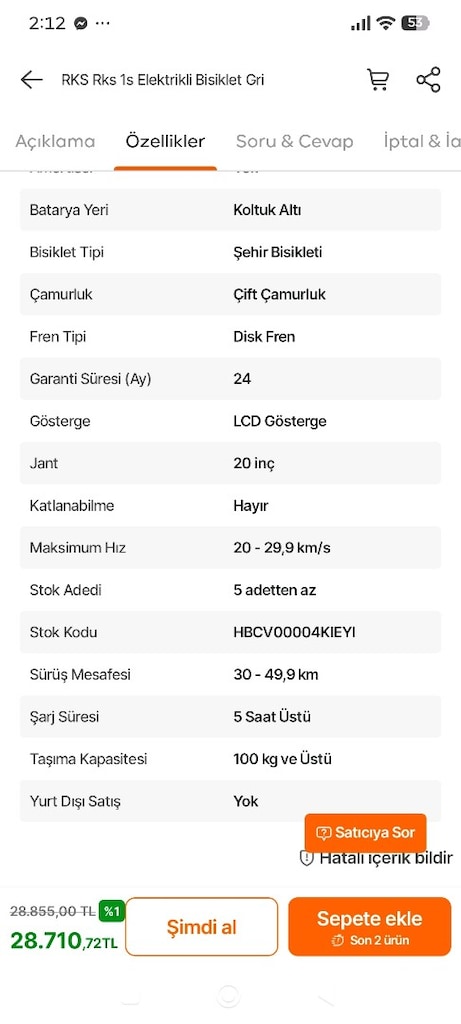 RKS 1 s Elektrikli bisiklet renk siyah ve şarjı - 12