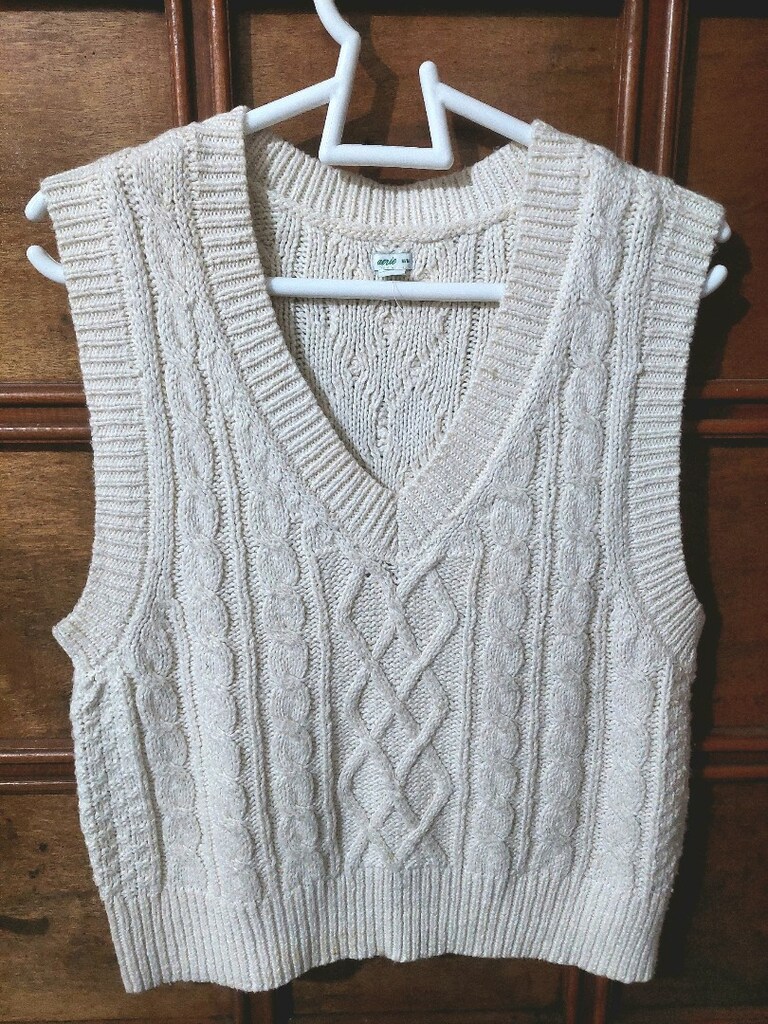 Aerie Saç örgü model V yaka ekru süveter - 2