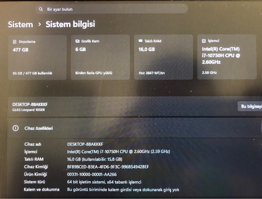 MSI GL65 10SER-253XTR i7-10750H - 144Hz - 16GB - 512GB - Gamer - Win11 - 3