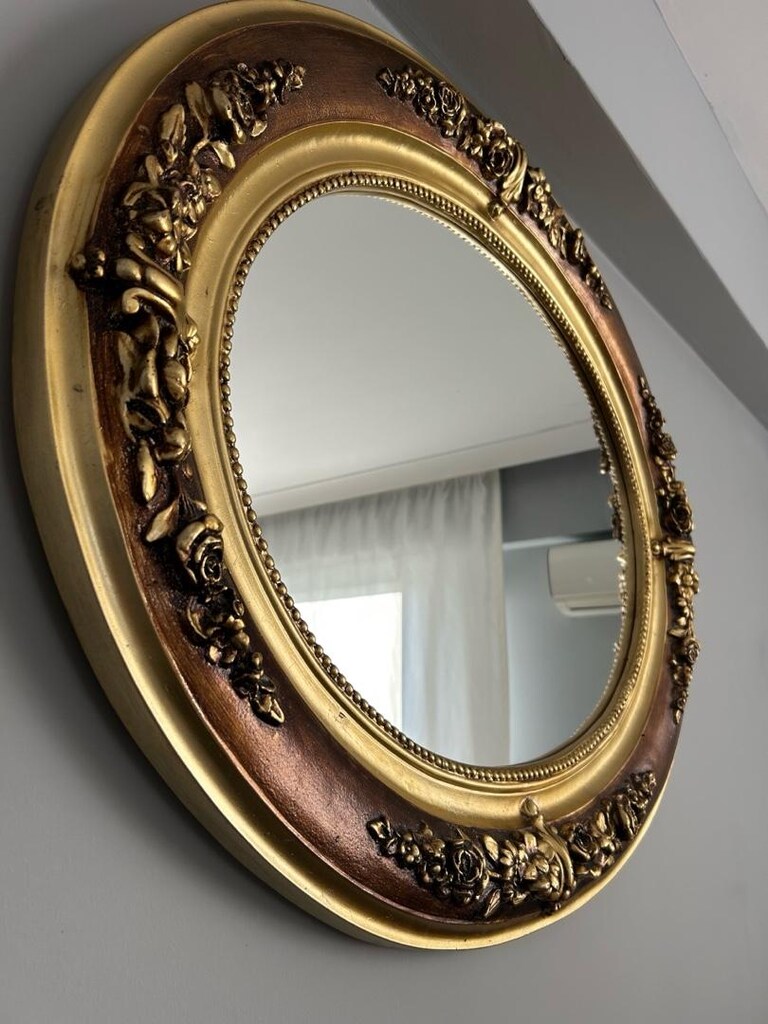 antika tarz eskitme gold varaklı ayna - 3