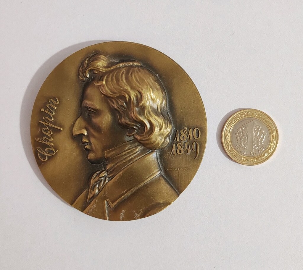 Frederic Chopin Bronz Madalyonu Belirgin Kabartmalı - 5