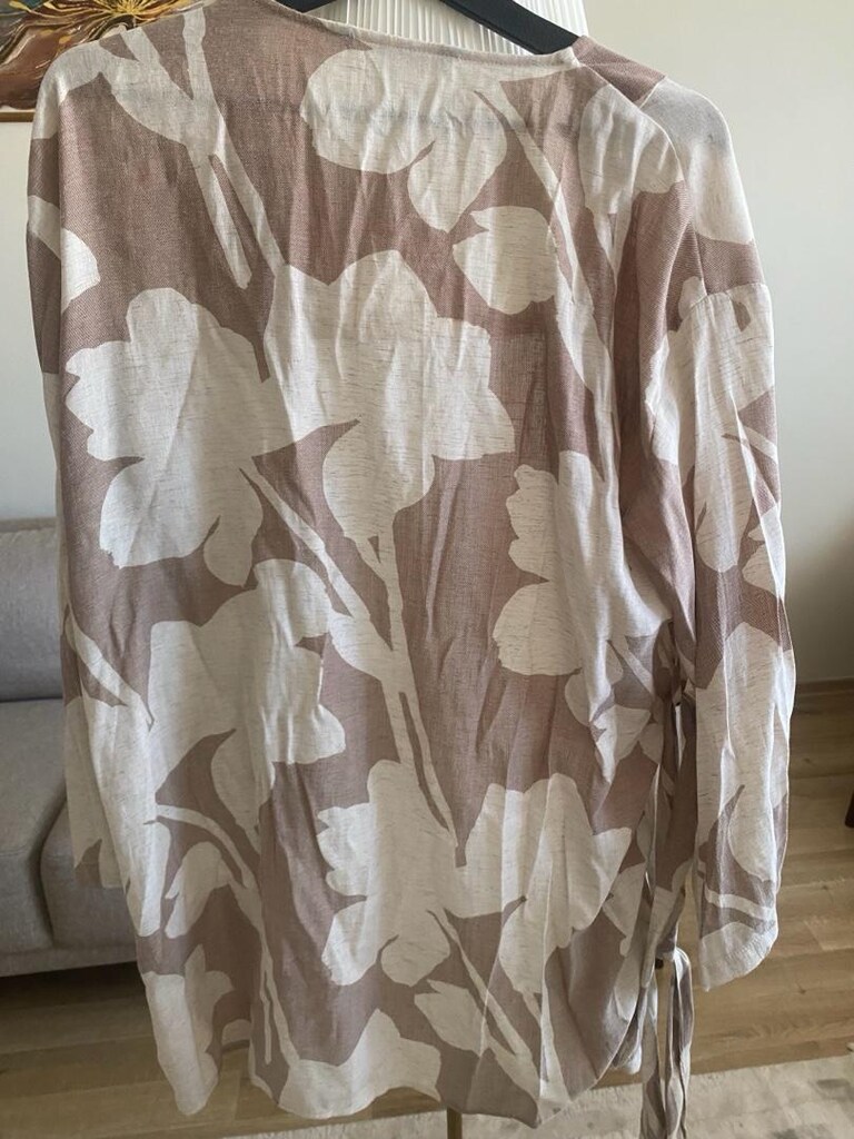 FIRSAT - LCW Modest Bej Yaprak Desenli Tiril Tiril Kimono - 2