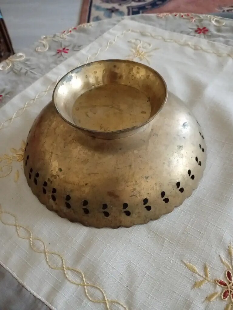 Eski, pirinç mineli tabak - 4