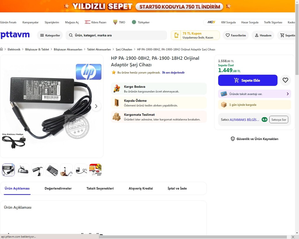 Orjinal Hp 19v - 4.74a Notebook Adaptör 3 - 6