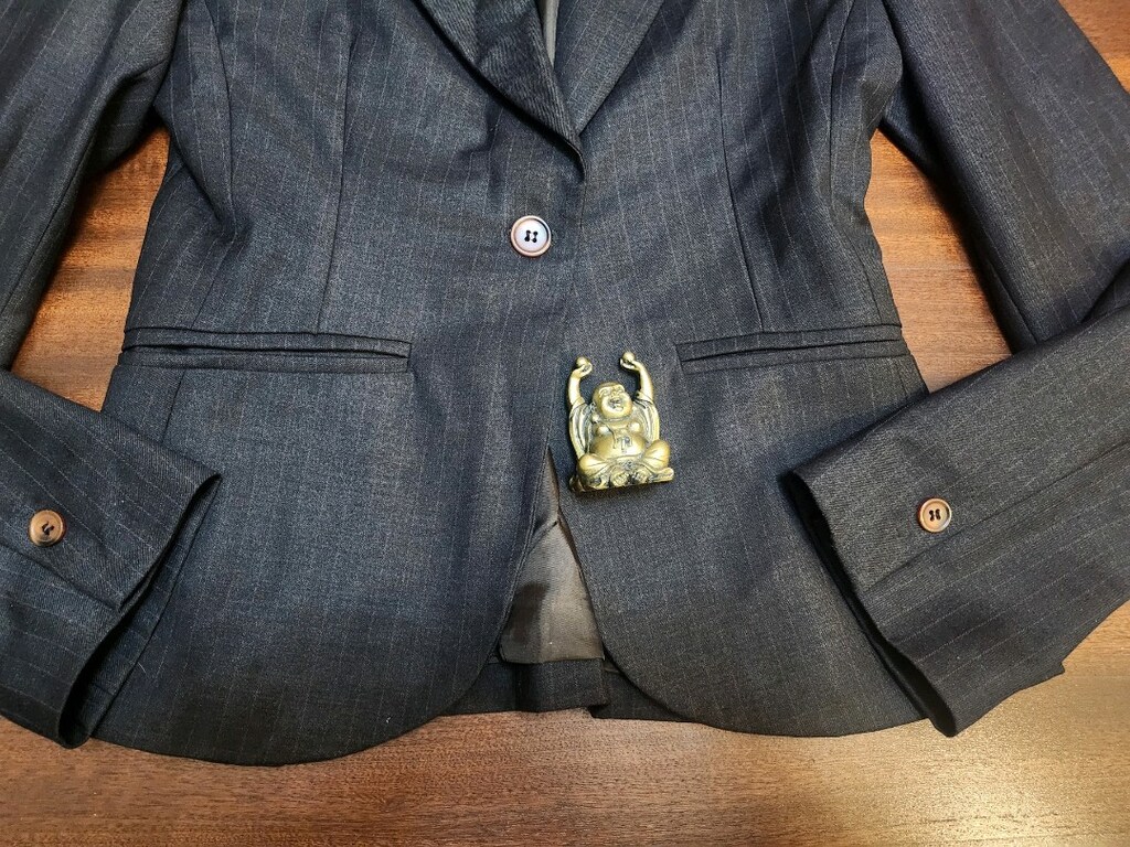 KOTON ÇİZGİLİ GRİ CEKET BLAZER — görsel 9/20
