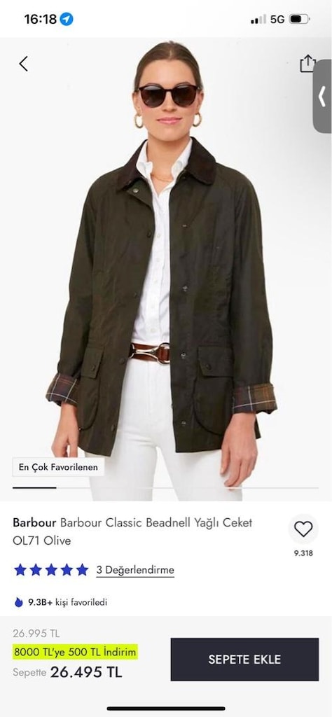 barbour classic beadnell ceket