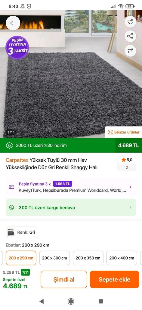 Shaggy halı siyah - 3
