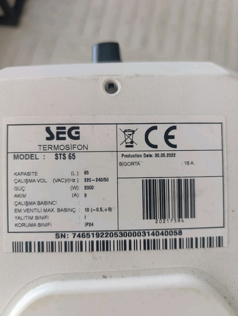 Çok Az Kullanılmış SEG 65 LT Termosifon Acil Satılık - 3