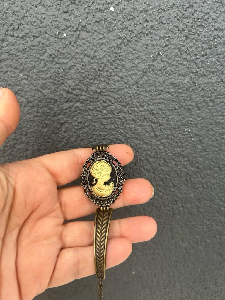 siyah altın Vintage Cameo takı seti - 14