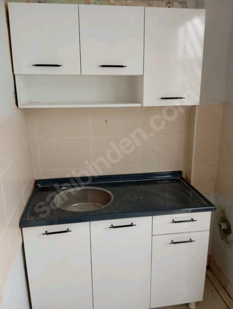 120 cm hazır mutfak ve paslanmaz çelik evyeli mermerit tezgah - 9