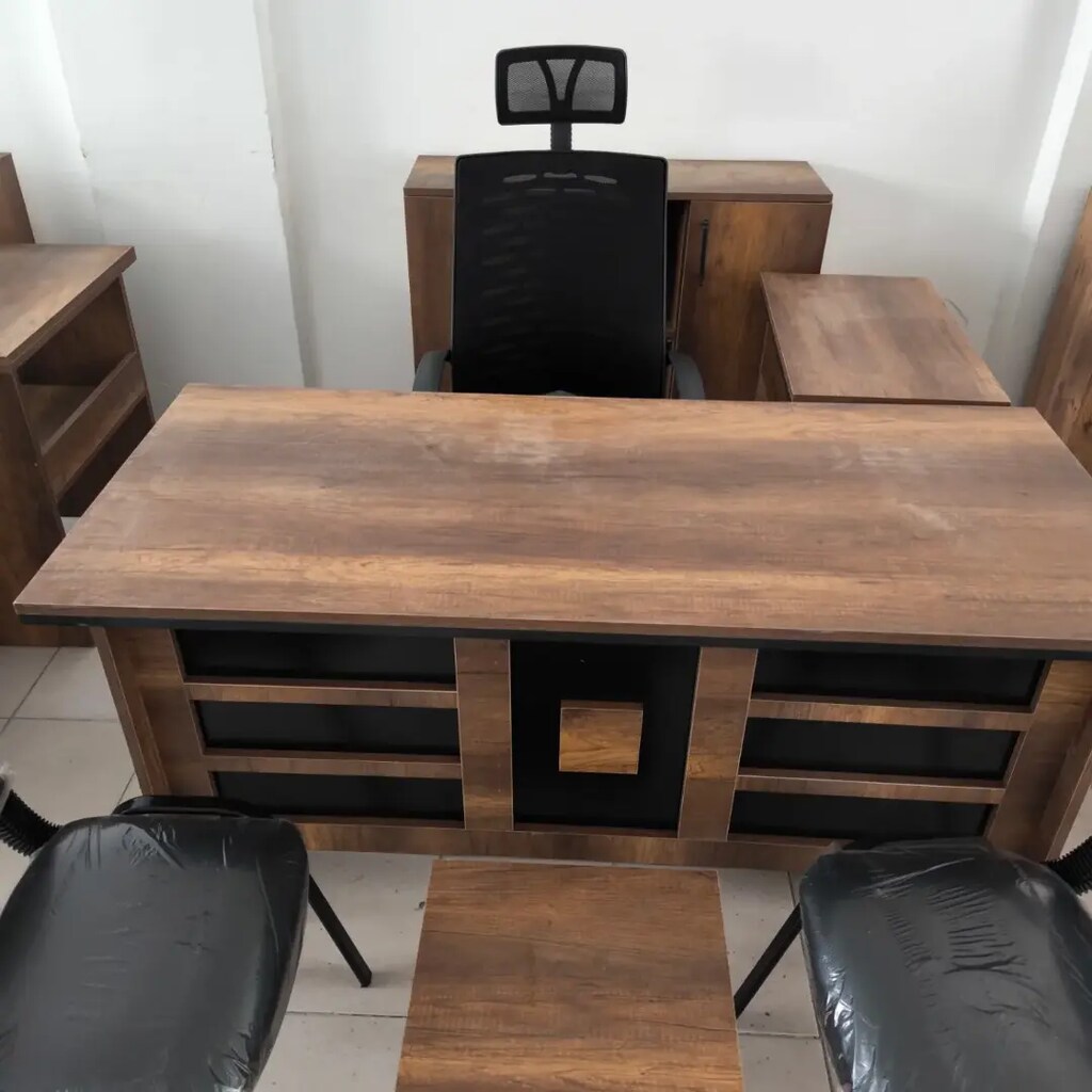 Ofis masa takımı L şeklinde 7 parça komple set imalatçıdan - 2