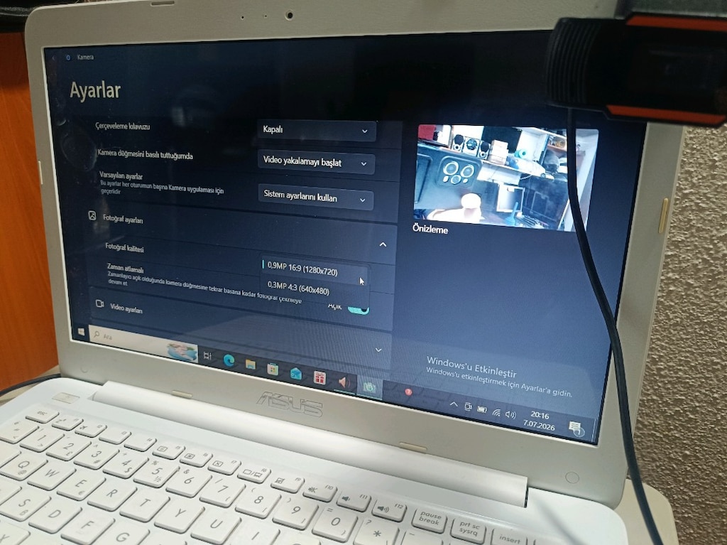 Webcam tak çalıştır 1280*720 - 2