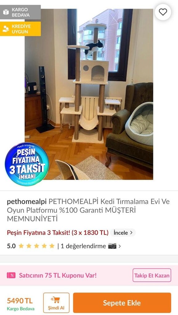Çok Katlı Kedi Tırmalama Evi & Oyun Platformu - 5