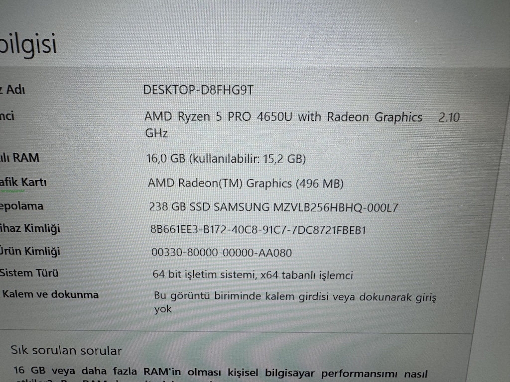 THİNKPAD T14 RYZEN 5 PRO İŞLEMCİ 16 GB RAM 256 NVME - 5