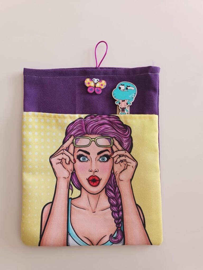El emeği renkli Pop Art Kumaş Kitap Kılıfı - 3