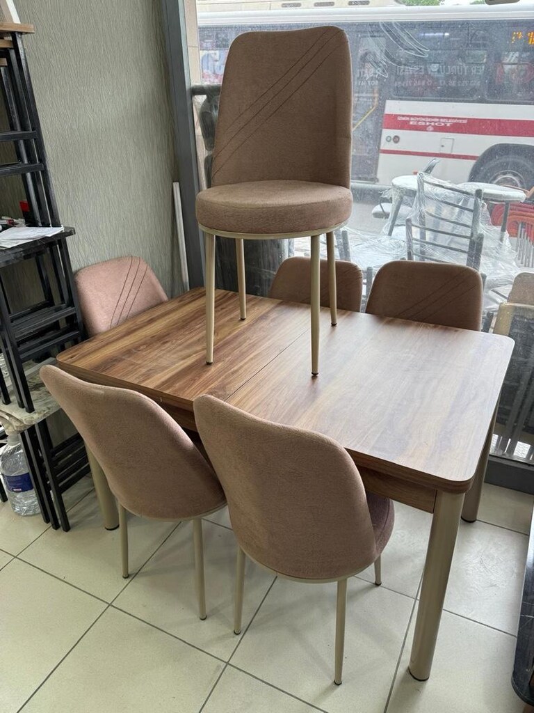 SIFIR 6 SANDALYE AÇILIR YEMEK MASASI TAKIM HALİNDE - 2