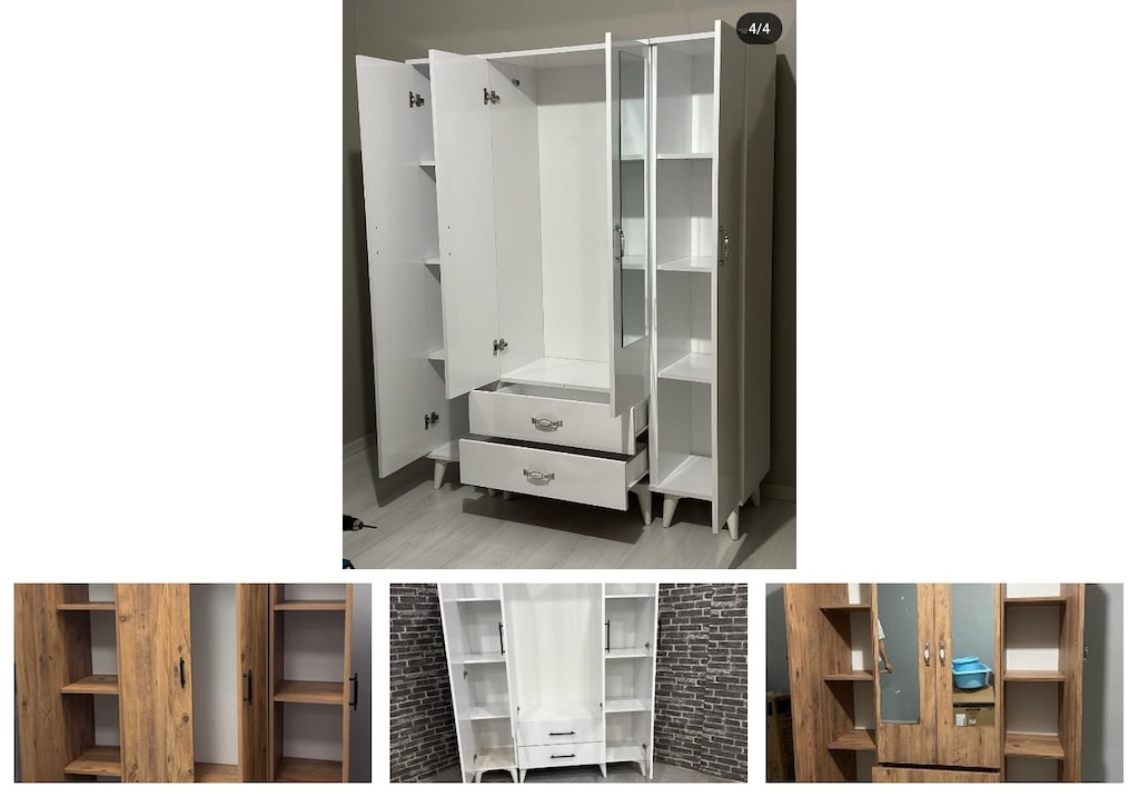 4 kapaklı elbise dolabı qomzfaebly - 4