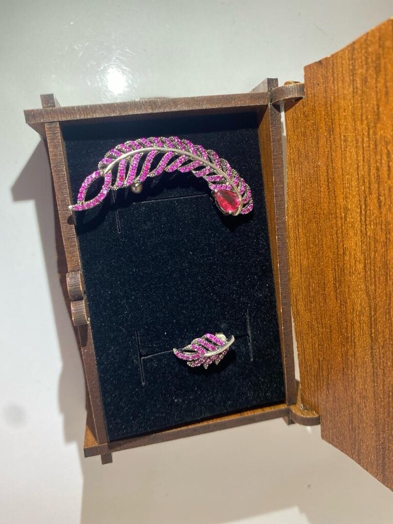 Gümüş Küpe Pembe taşlı - 4