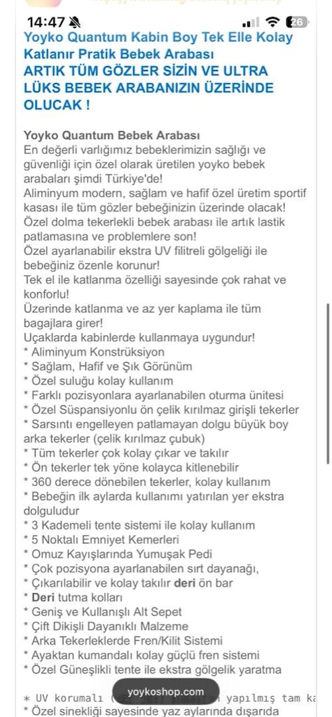 Yoyko bebek arabası ve Puset - 11