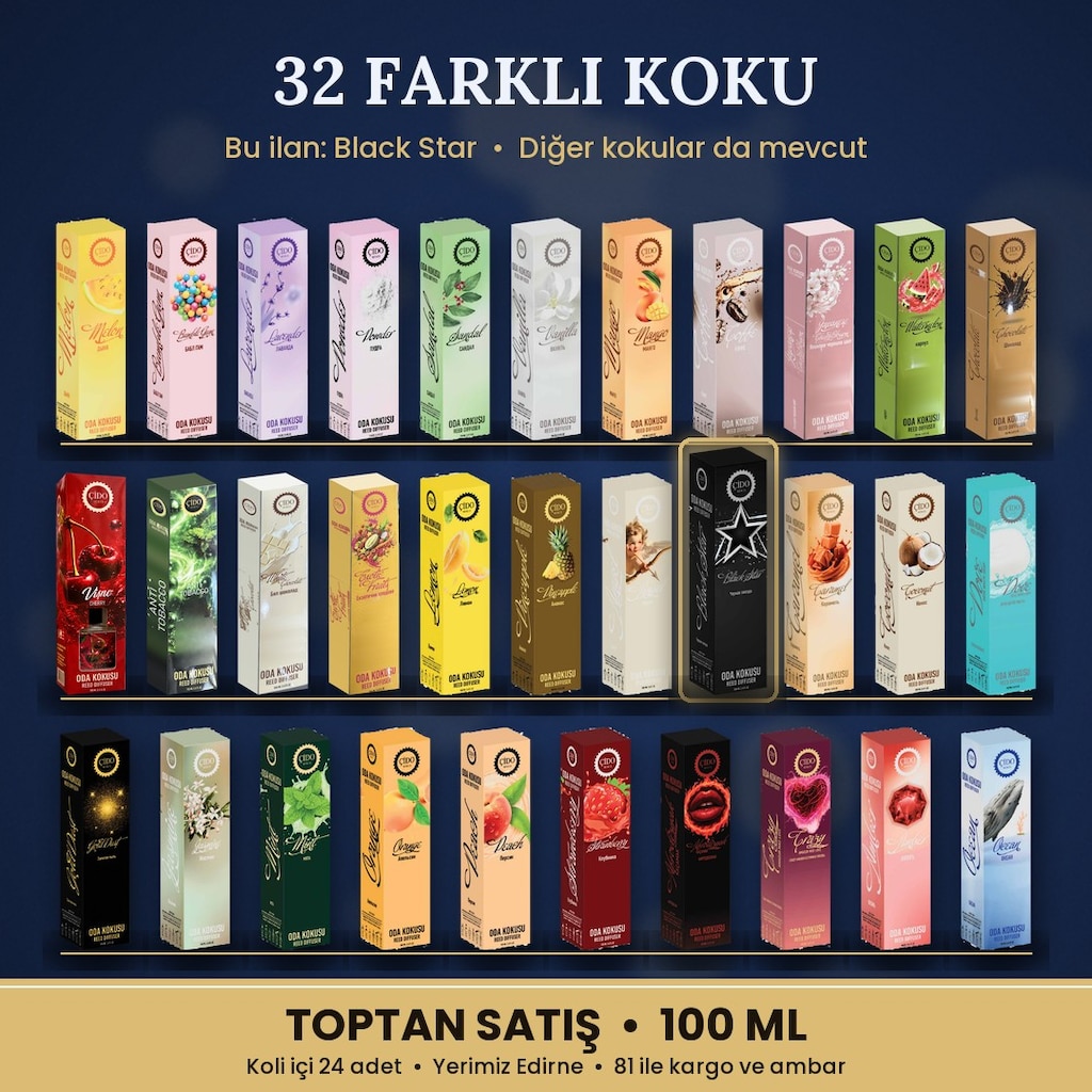 ÇİDO MİRİS ÇUBUKLU ODA KOKUSU 100ML BLACK STAR TOPTANCIDAN - 3