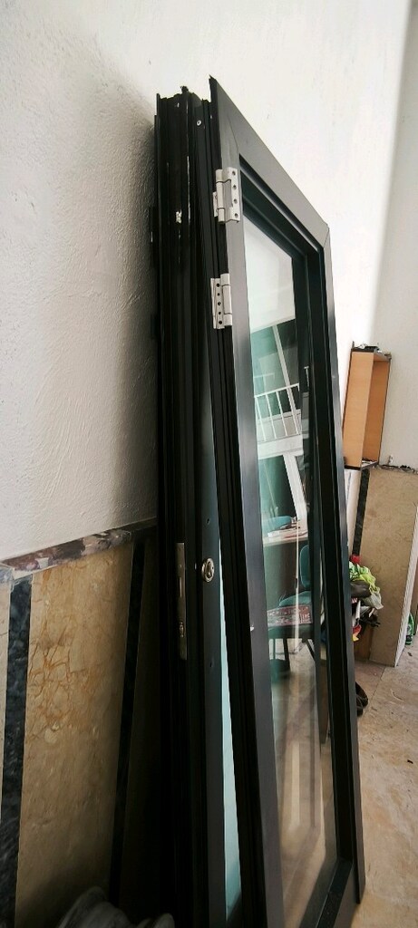 Çok Temiz 210x85 cm Antrasit Gri Alüminyum Camlı Dükkan / Ofis Kapısı - 3