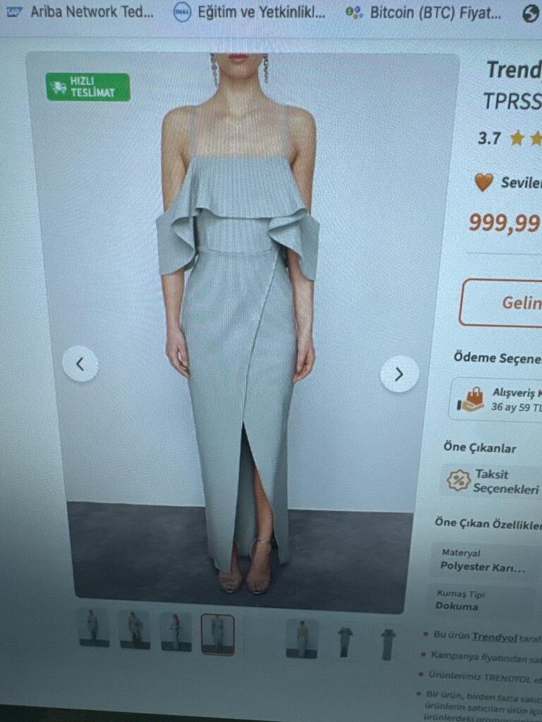 Mint volanlı uzun abiye elbise - 6
