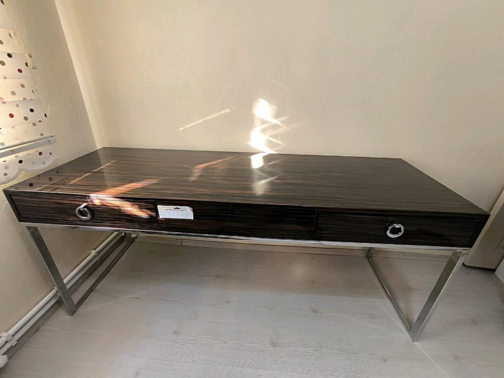 Çalışma masası çift kişilik mdf paslanmaz metal - 2