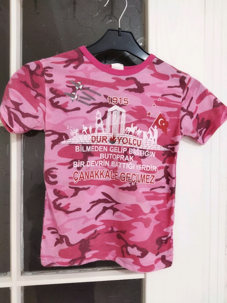 turkuaz ve pembe kamuflaj çocuk tişörtleri - 3