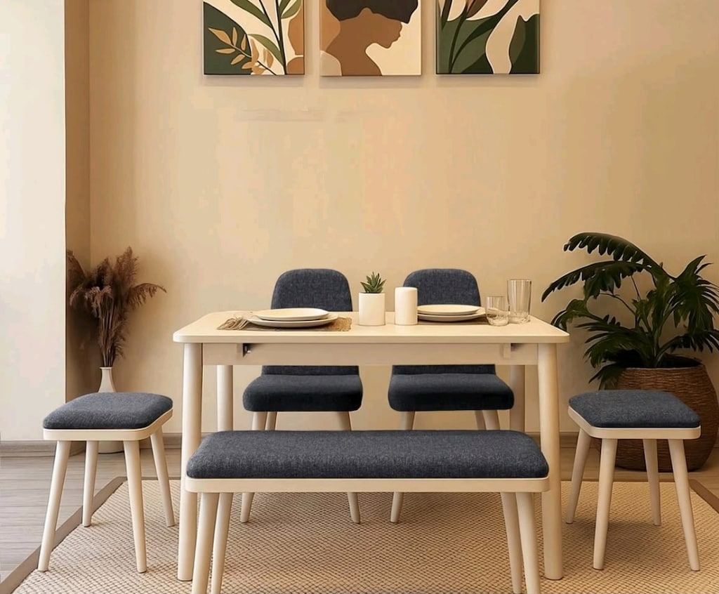 mutfak masası 6 kişilik mdf yemek masası Ahşap masa - 4