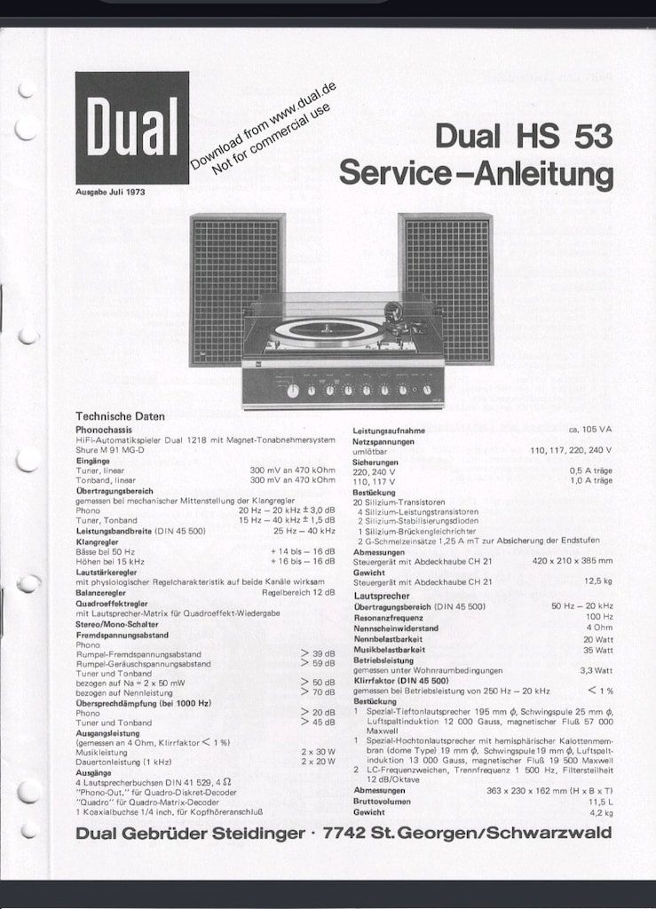 DUAL HS 53 DUAL CL 137 KATALOG SERİSİ PİKAP - 4