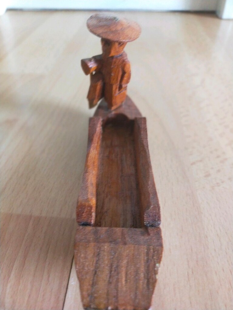 Ahşap Kürekçi Figürlü Dekoratif Tekne - 3