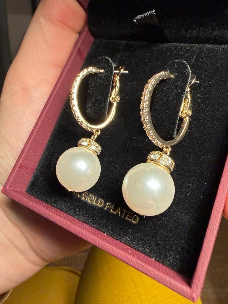 french collection 14 K altın kaplama inci küpe - 3