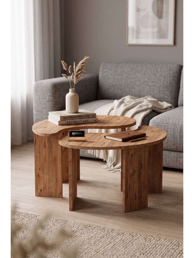 ORTA SEHPA, 2' Lİ SEHPA SETİ, MODERN DEKORATİF SALON SEHPA SETİ - 10