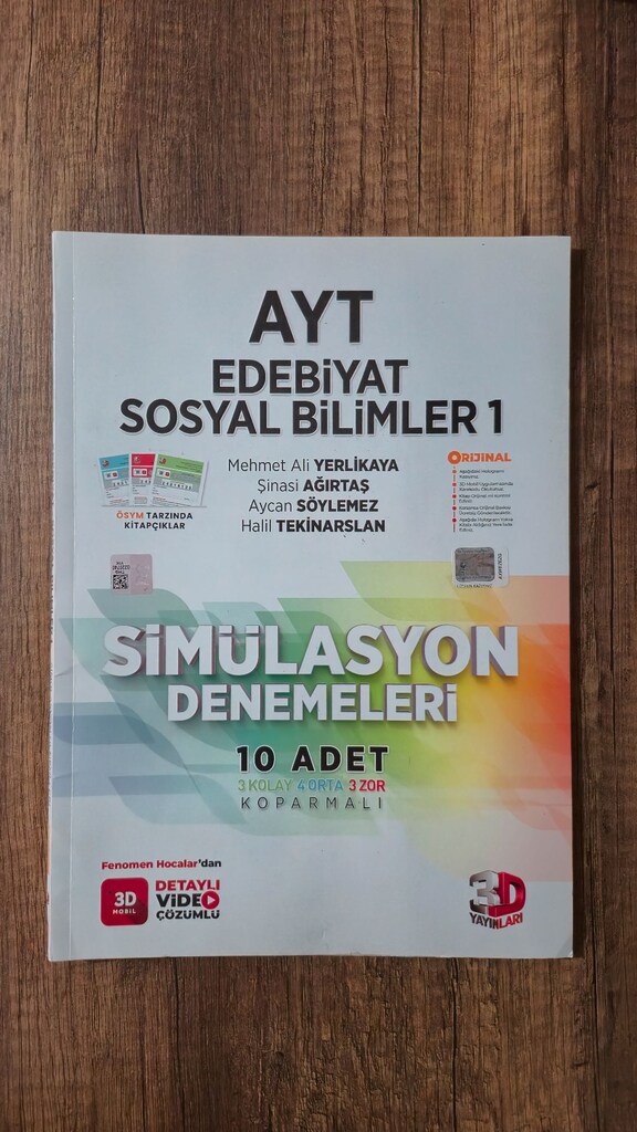 3D Yayınları 10'lu AYT Edebiat SOS-1 Denemeleri