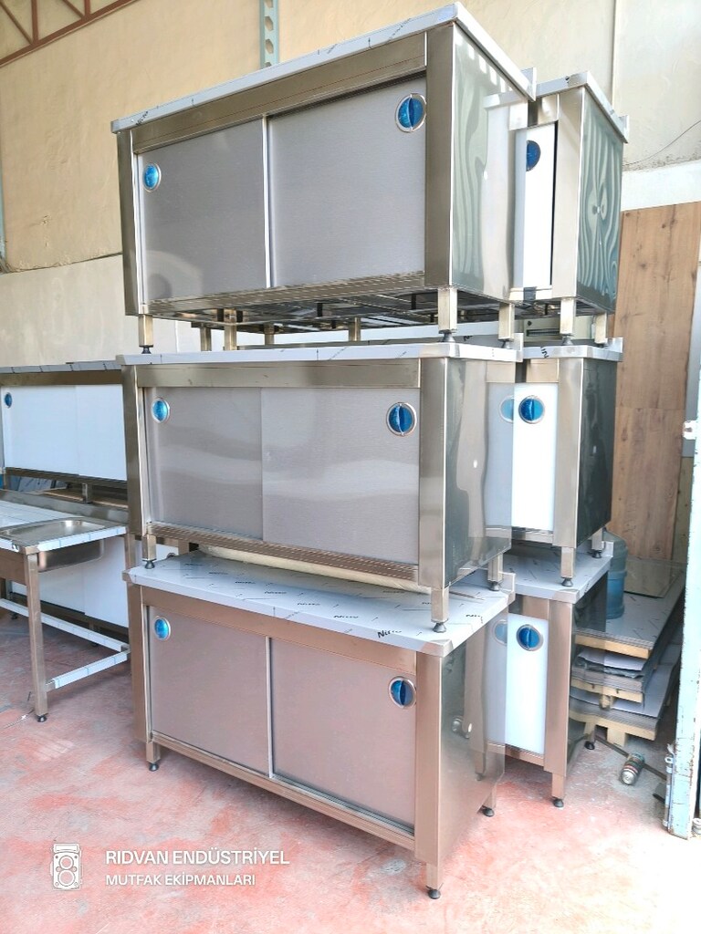 krom tezgah 140 cm krom çalışma tezgahı hazır mutfak dolaplı tezgah - 2