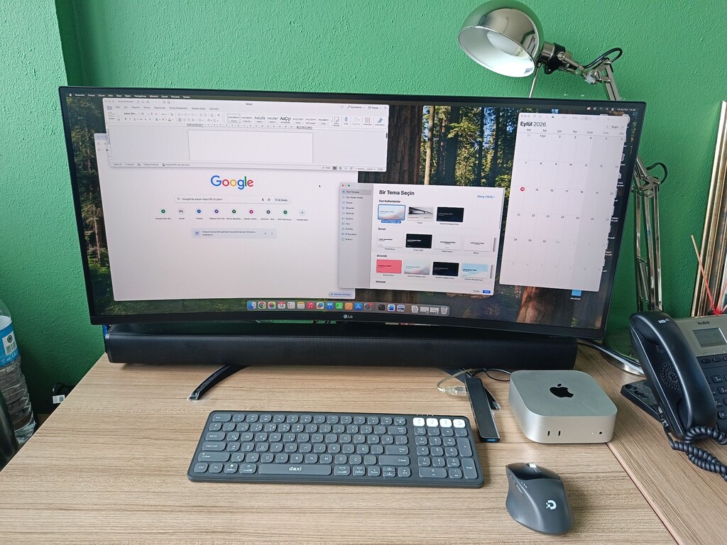 Mac Mini M4 16GB, 256Gb/LG 34" Kavisli Pivot Monitör/Xiaomi Soundbar - 2