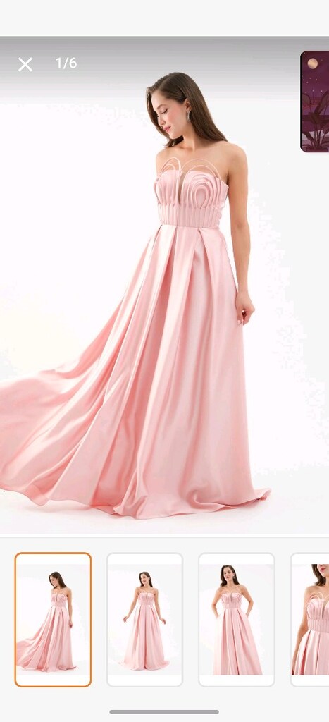 pembe ön detaylı straplez abiye - 6