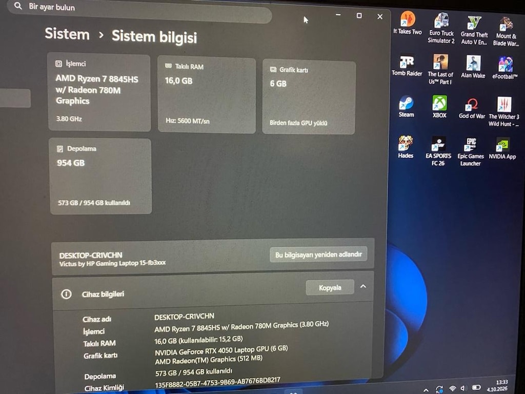 HP Victus Ryzen 7 8845HS-RTX 4050-16GB RAM-1TB SSD +3x Gameped+ Fan - 2