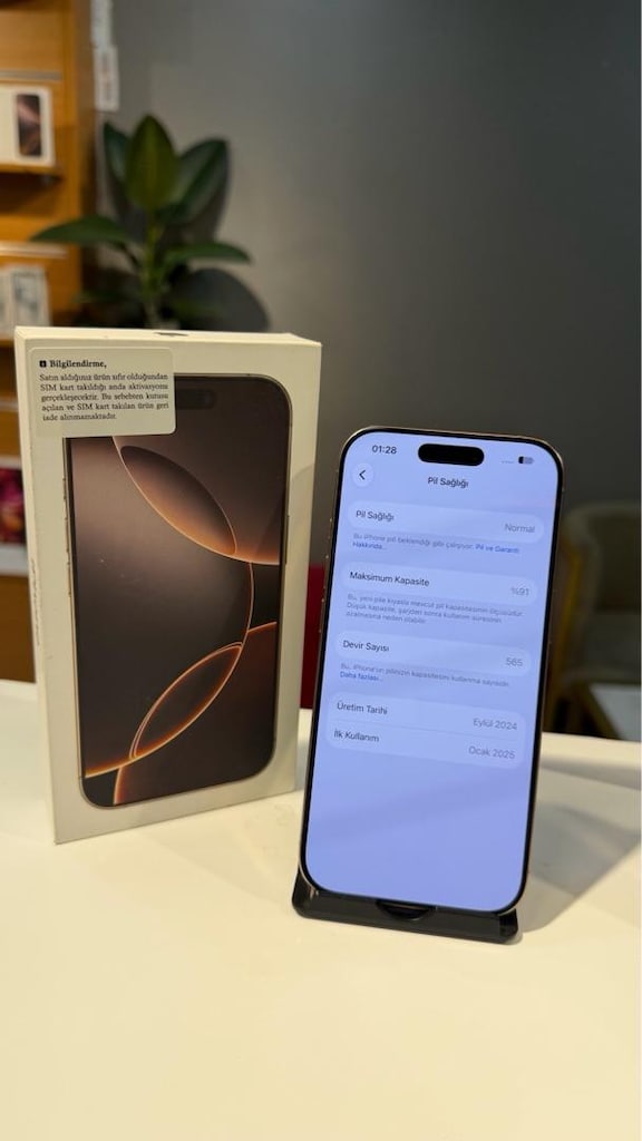 İPHONE 16 PRO 128 GB PİL :91 4 AY GARANTİLİ HATASIZ - 2