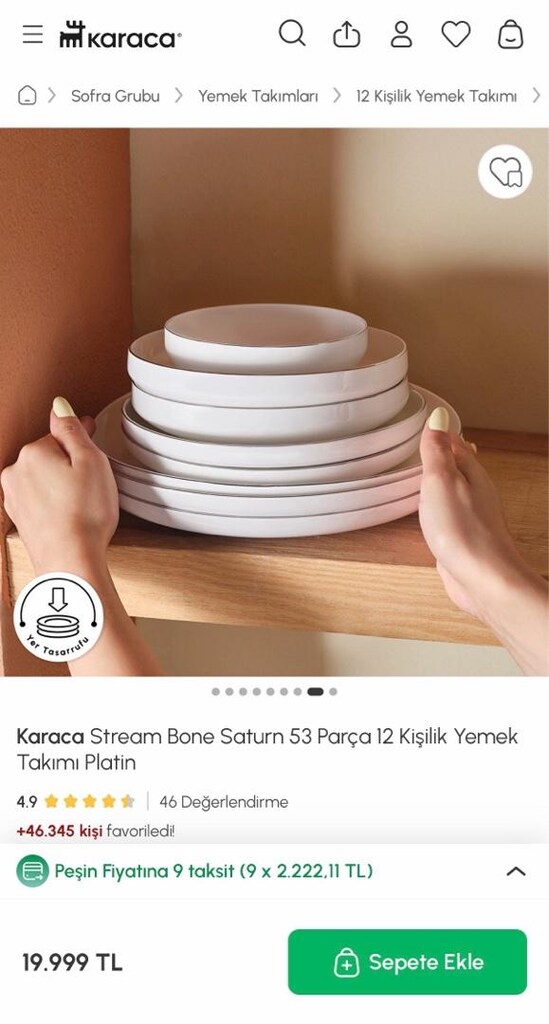 Sıfır Karaca Satürn 12 kişilik yemek takımı (kutusuz) - 3