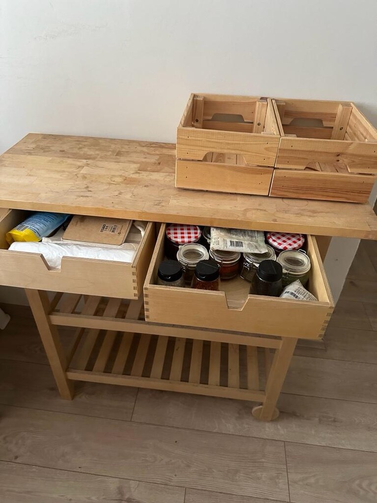ikea servis arabası kahve köşesi + ahşap sepetler - 2