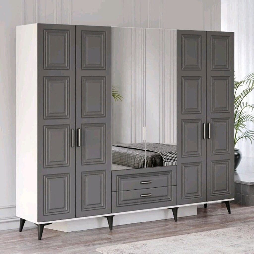 Kapaklı Gardırop | 6 Kapılı Büyük Elbise Dolabı | Uygun Fiyatlı mdf - 10