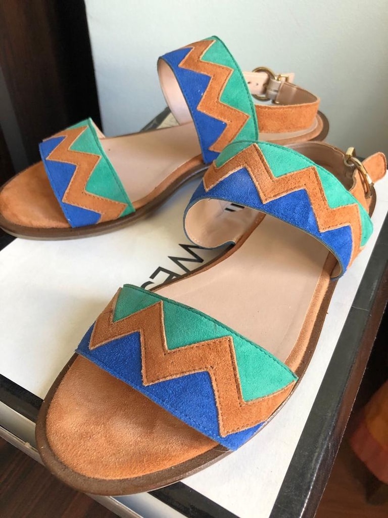 nine west hakiki süet etnik desen sandalet - 9