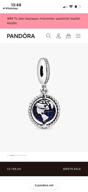 PANDORA CHARM (DÖNEN DÜNYA SALLANTILI CHARM MODELİ)